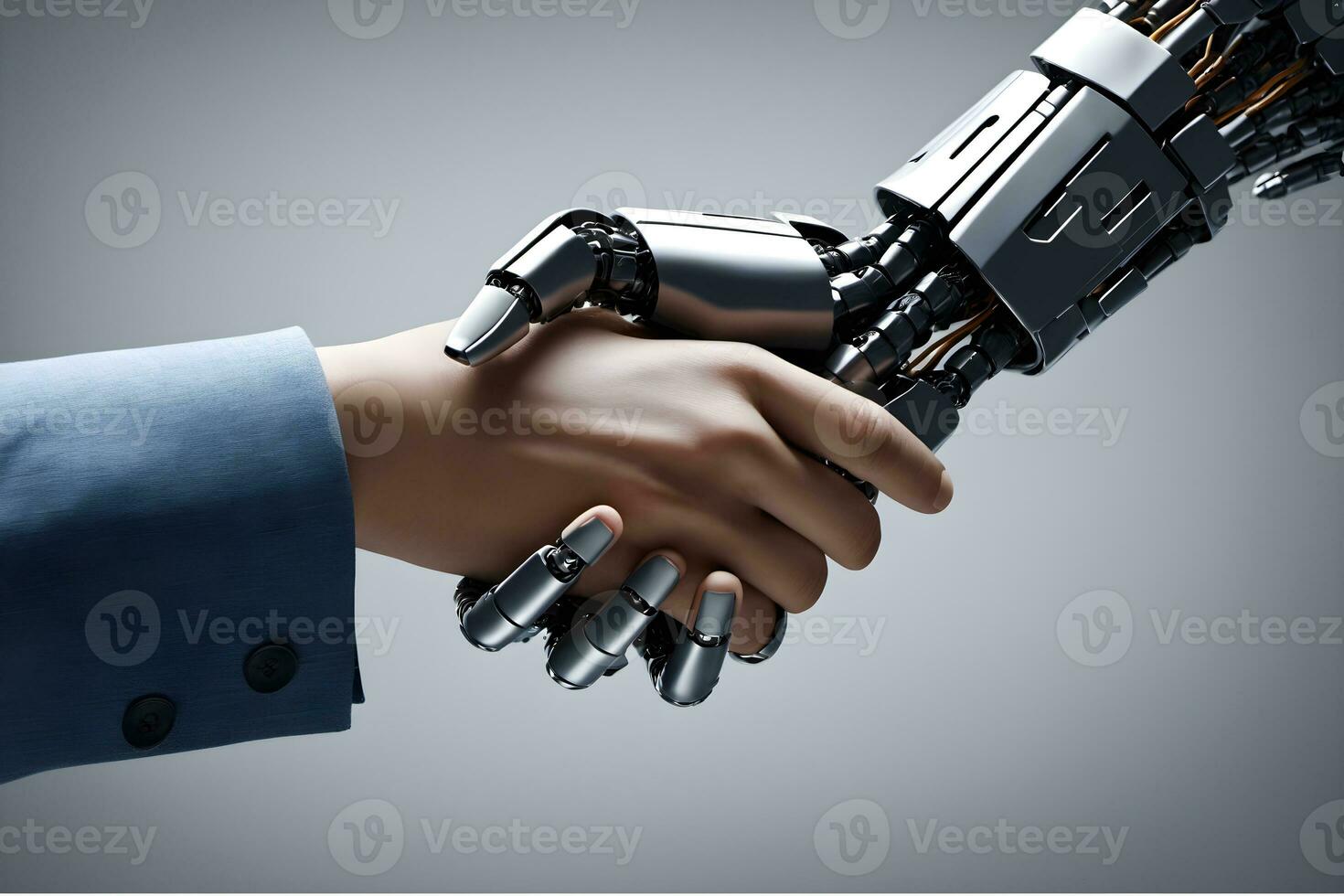 AI generated Close up Handshake Robot and Human Ai Generative photo