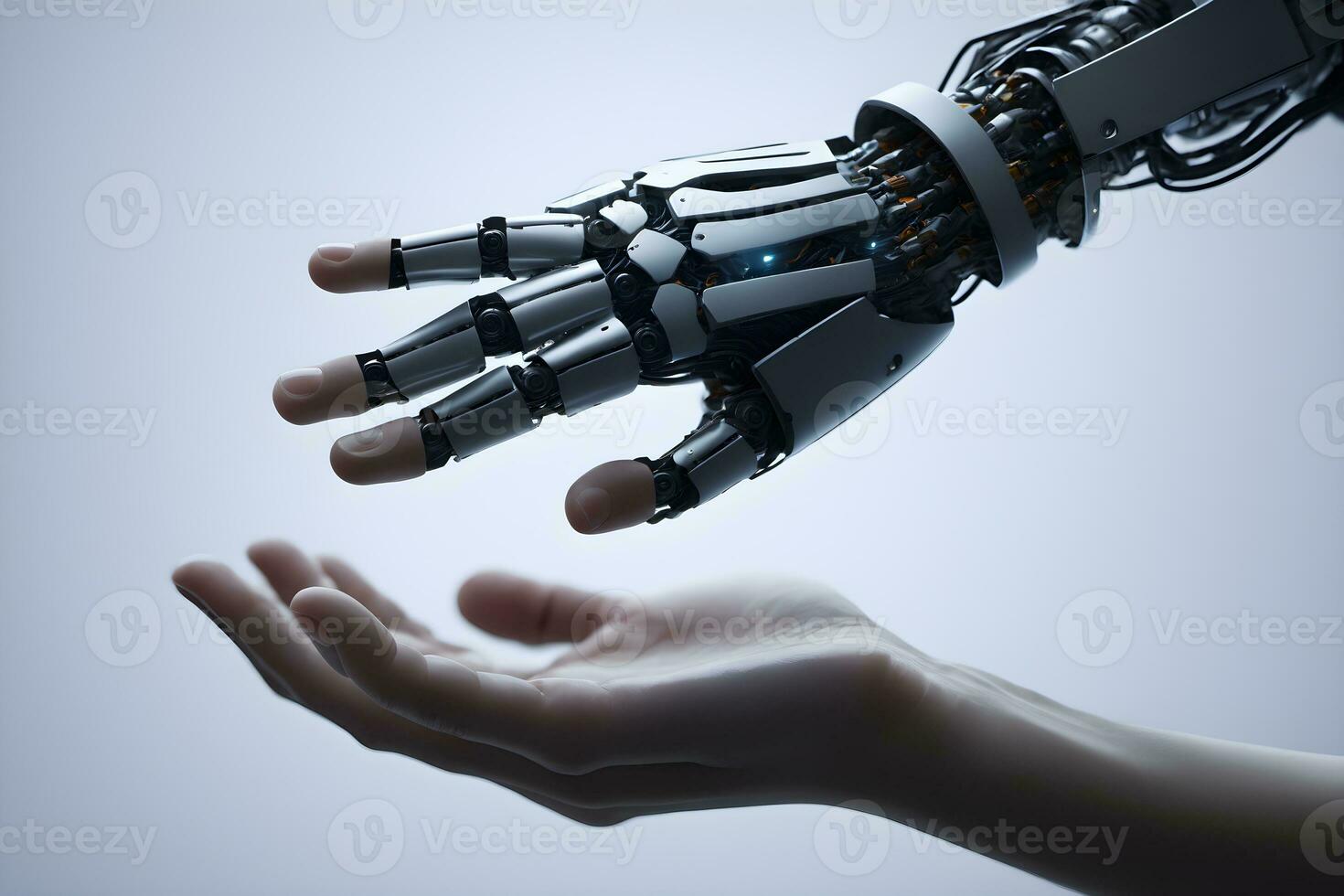 AI generated Close up Handshake Robot and Human Ai Generative photo