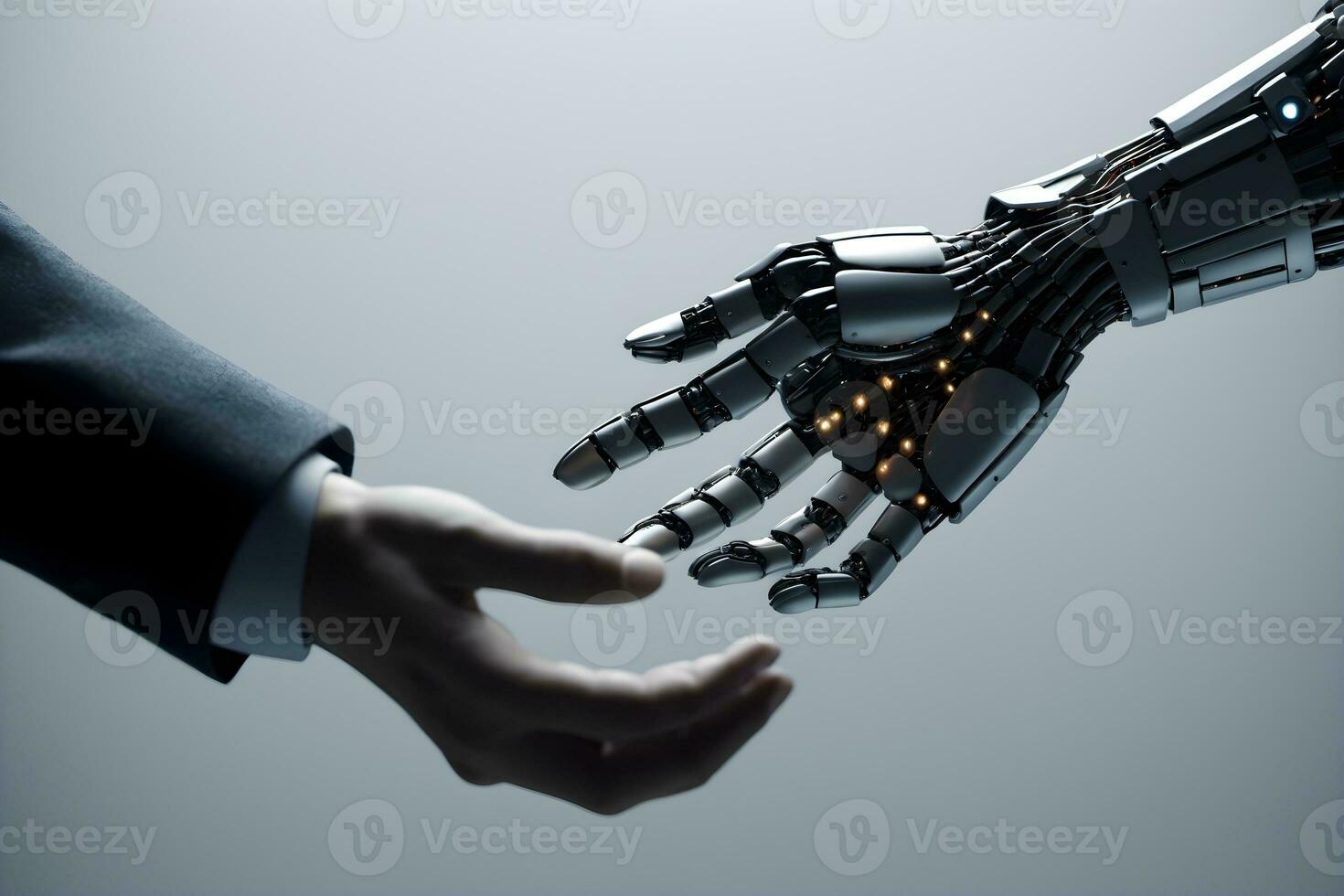 AI generated Close up Handshake Robot and Human Ai Generative photo
