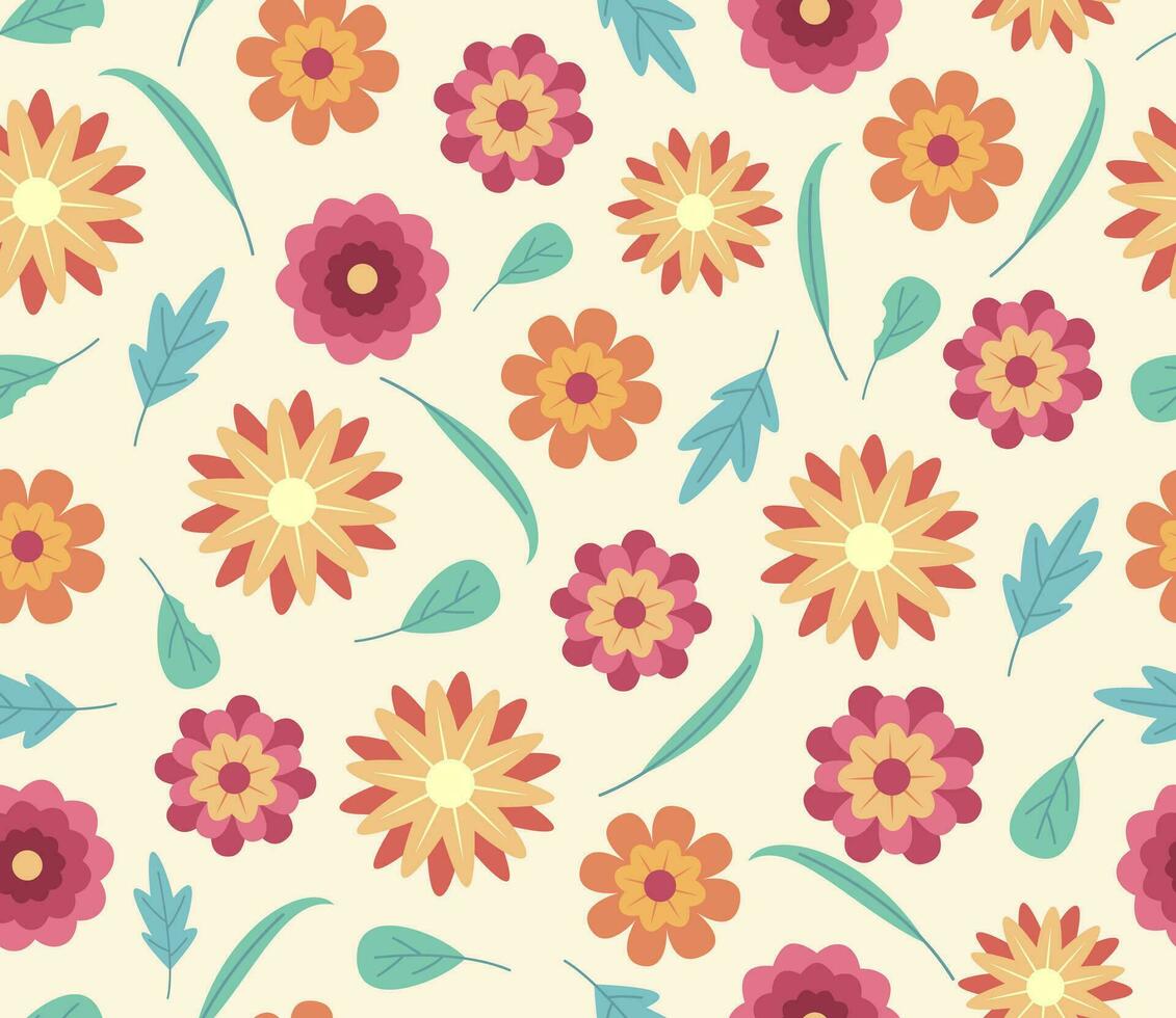 Seamless Pattern of Colorful Flowers Blooming for Floral Concept Background vector