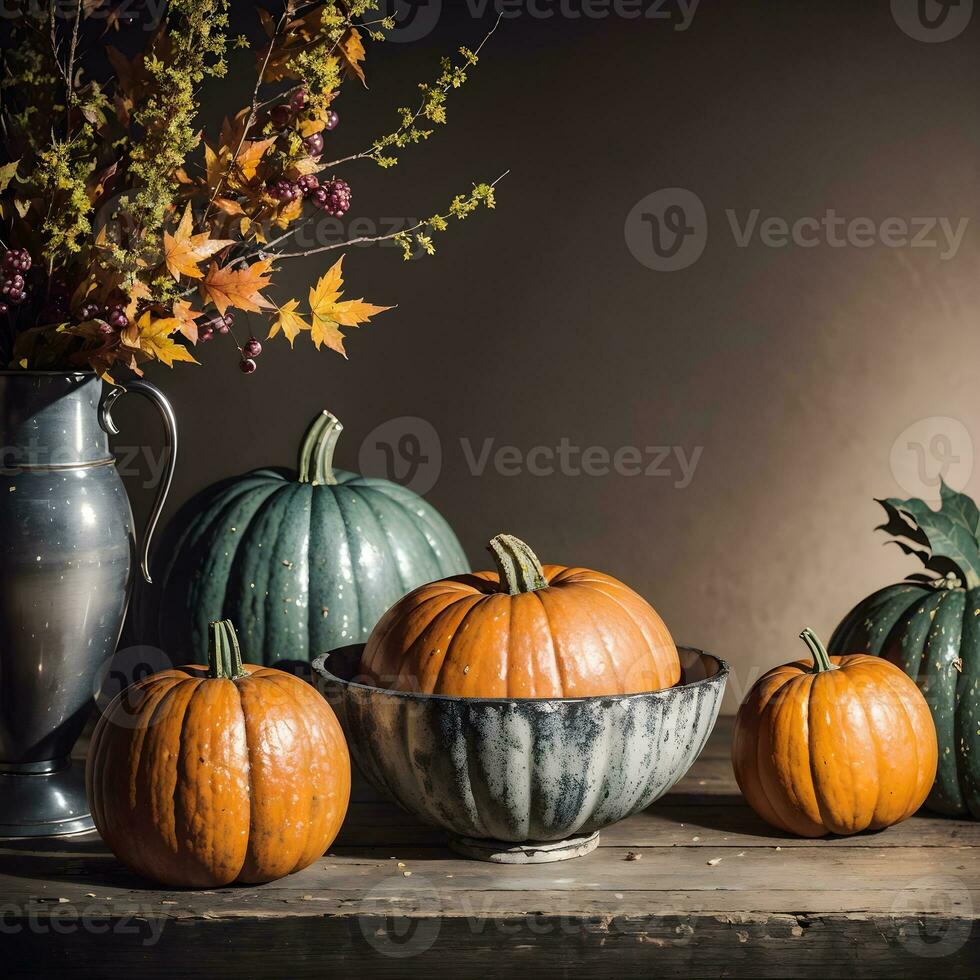 AI generated Autumn Still Life Thanksgiving Harvest Rustic Style Ai Generative photo