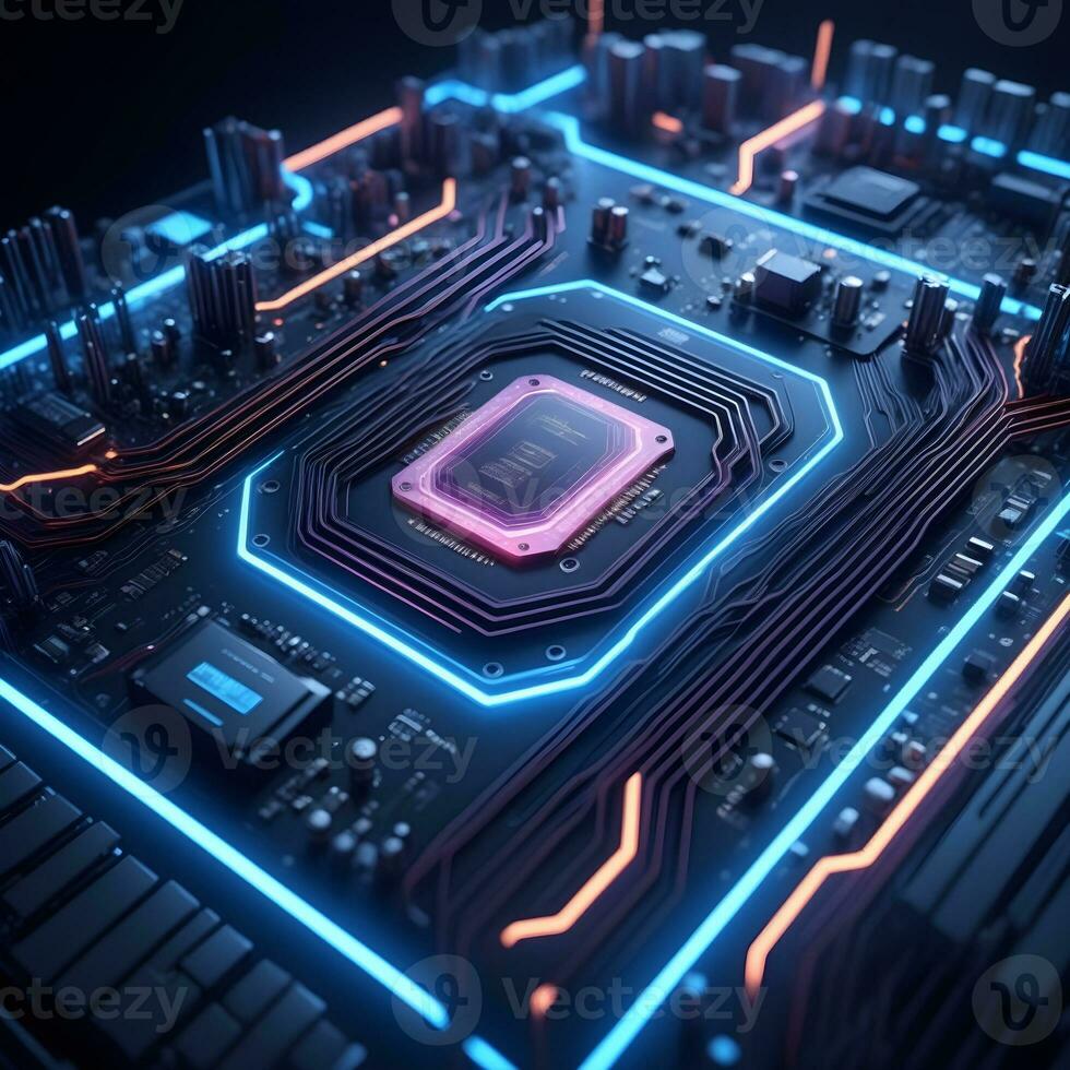 AI generated Closeup Circuitboard Technology Background Ai Generative photo