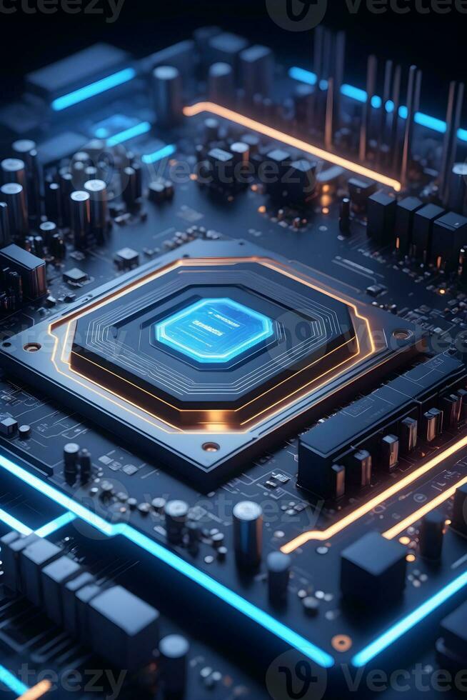 AI generated Closeup Circuitboard Technology Background Ai Generative photo