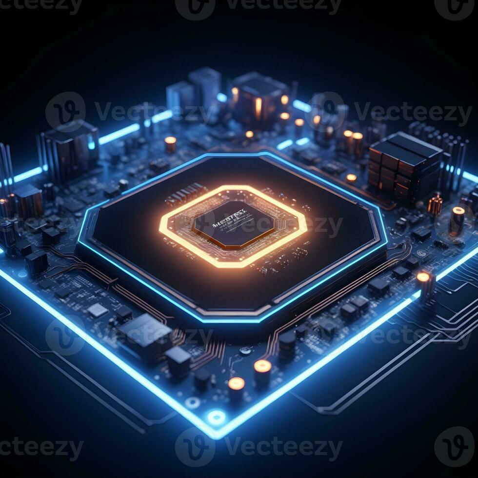 AI generated Closeup Circuitboard Technology Background Ai Generative photo