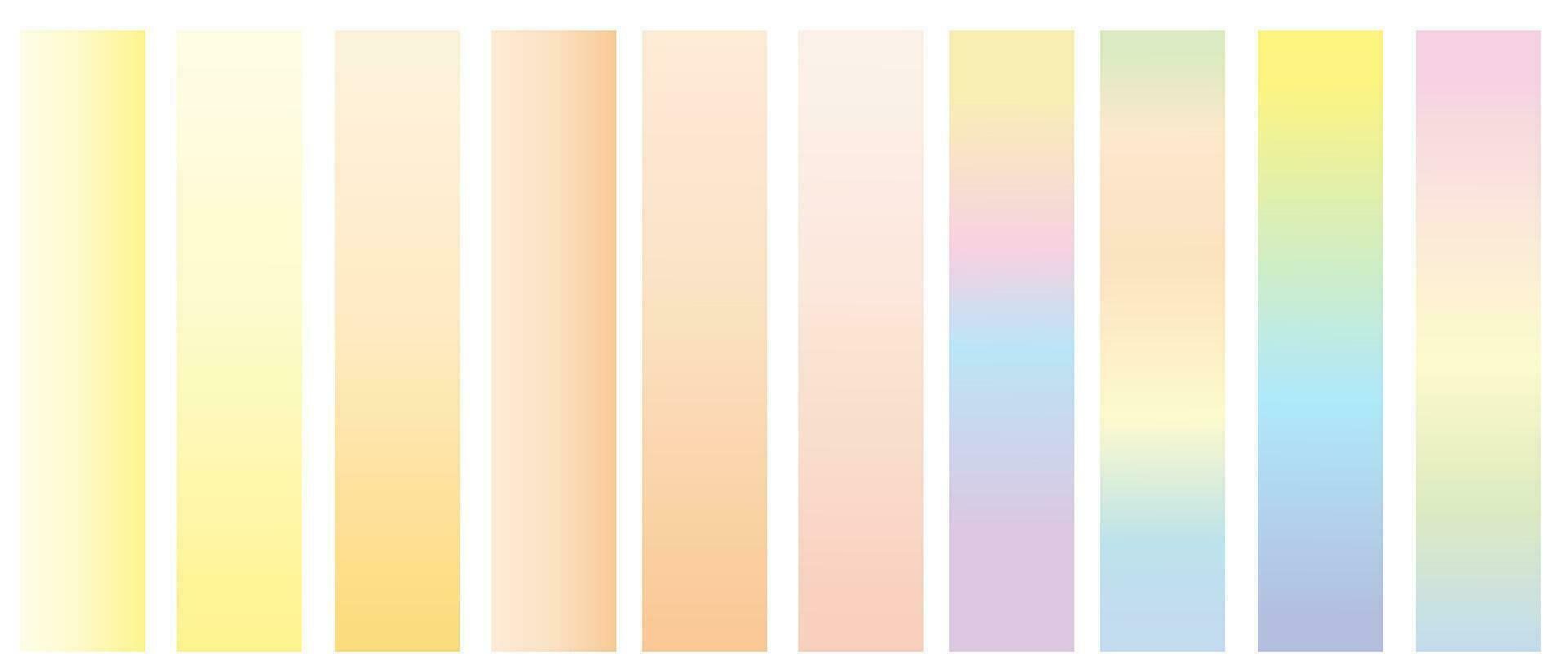 Set of gradients bright, smooth, pastel gradient colors designs for devices, computers and modern smartphone screen backgrounds. Vector illustration.