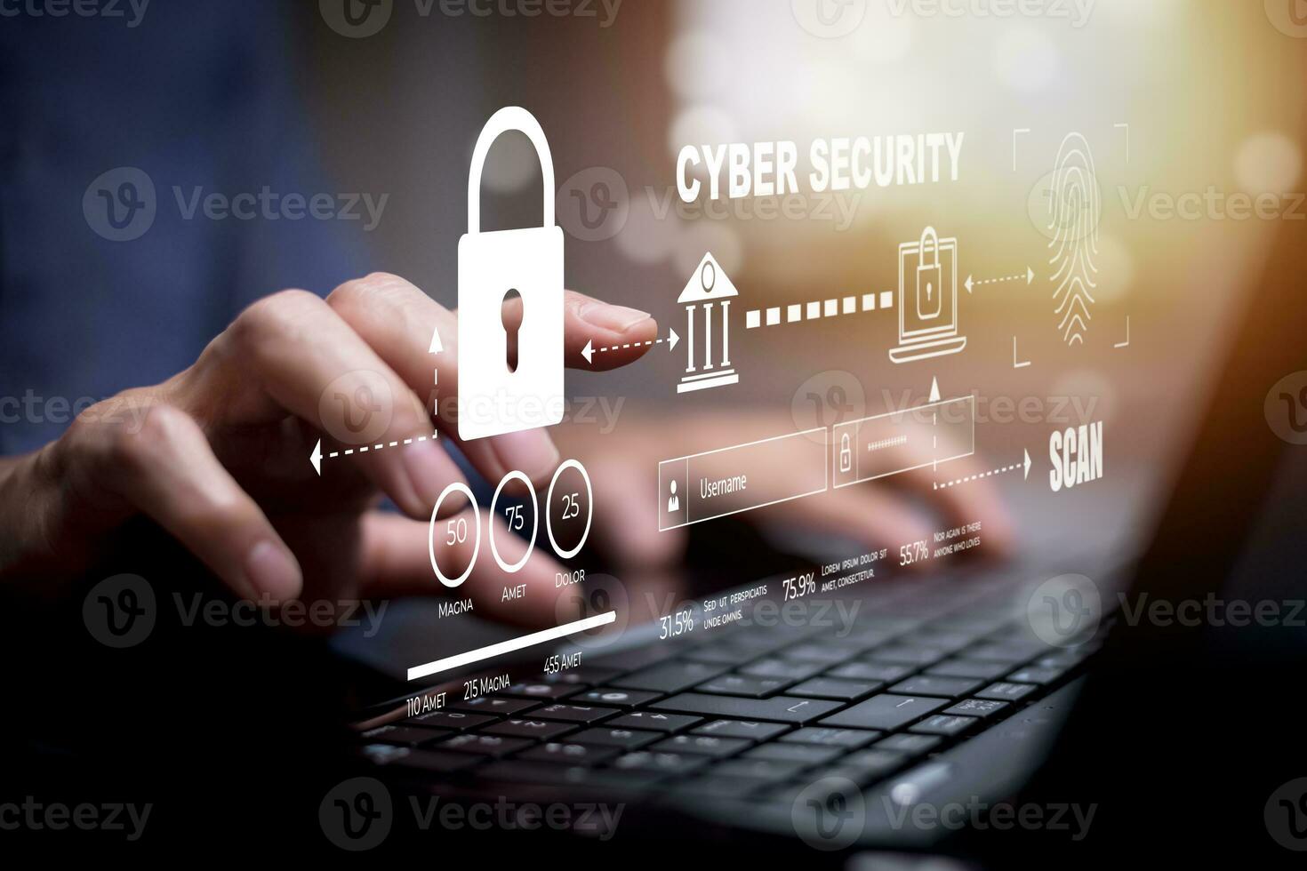 Security password login online Cyber data protection Internet security privacy internet technology concept on virtual screen and data protection hacker alert after a cyber attack on the network. photo