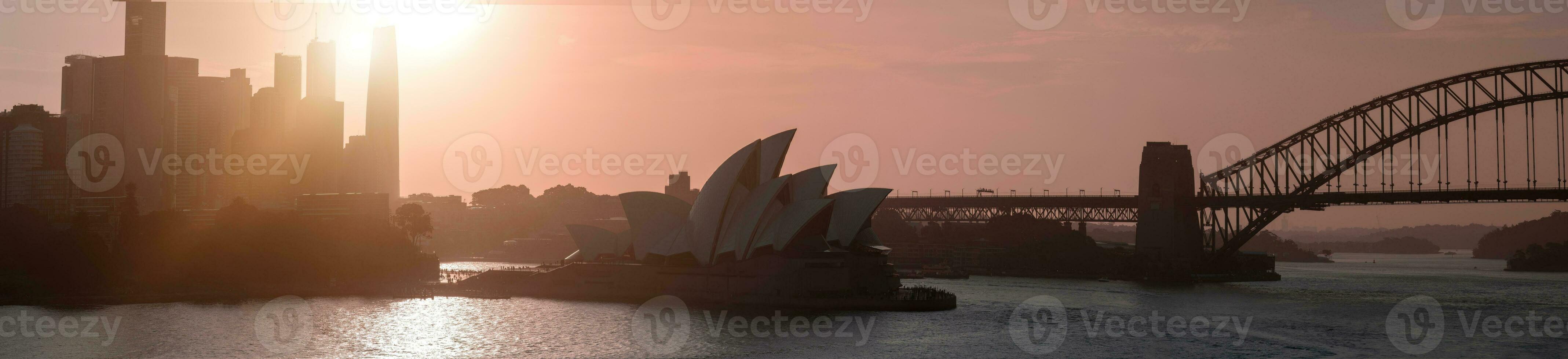 Australia escénico Sydney céntrico horizonte panorama y financiero negocio centrar cerca ópera casa foto