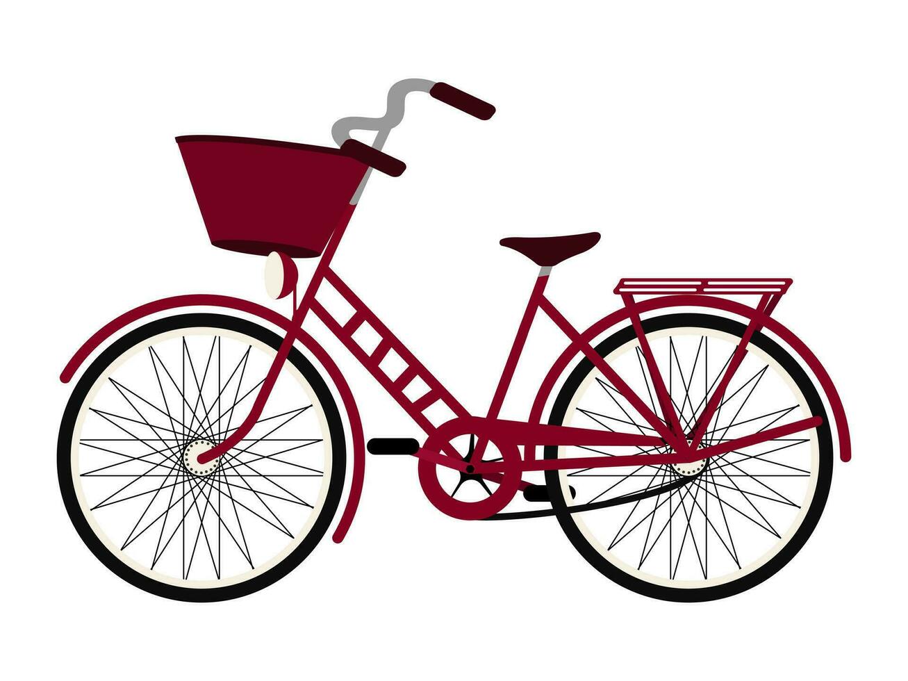 Bicycle with basket on handlebar vector element for illustration