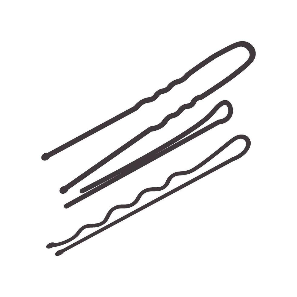 Beauty Service Hair Pins Flat Doodle Element vector