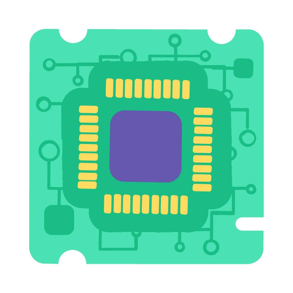 Flat E Waste Broken Electronic Microprocessor Icon vector