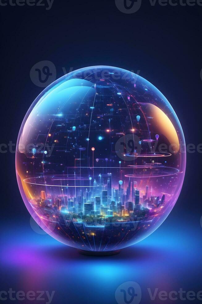 AI generated Iot Technology Futuristic Sphere Background Ai Generative photo