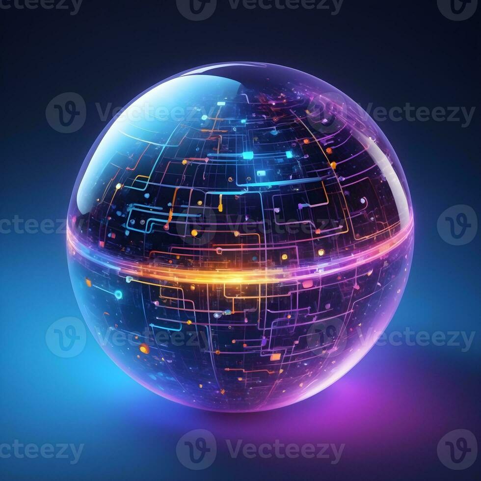 AI generated Iot Technology Futuristic Sphere Background Ai Generative photo