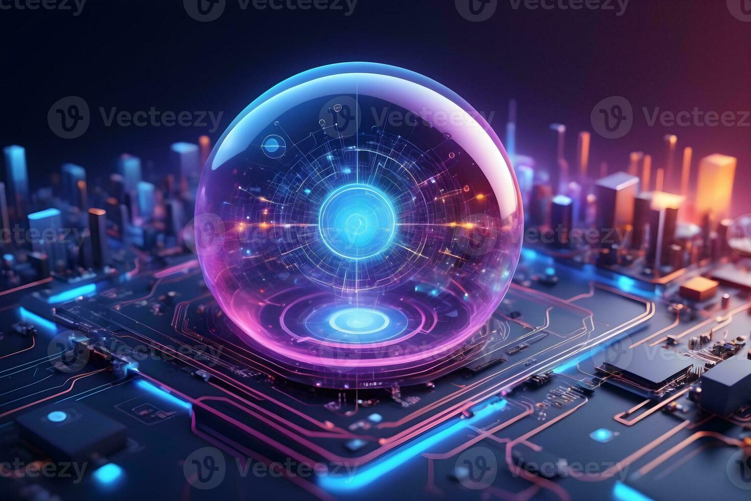AI generated Iot Technology Futuristic Sphere Background Ai Generative photo
