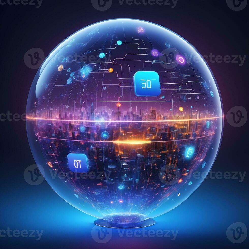 AI generated Iot Technology Futuristic Sphere Background Ai Generative photo