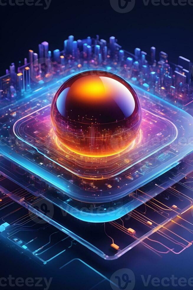 AI generated Iot Technology Futuristic Sphere Background Ai Generative photo