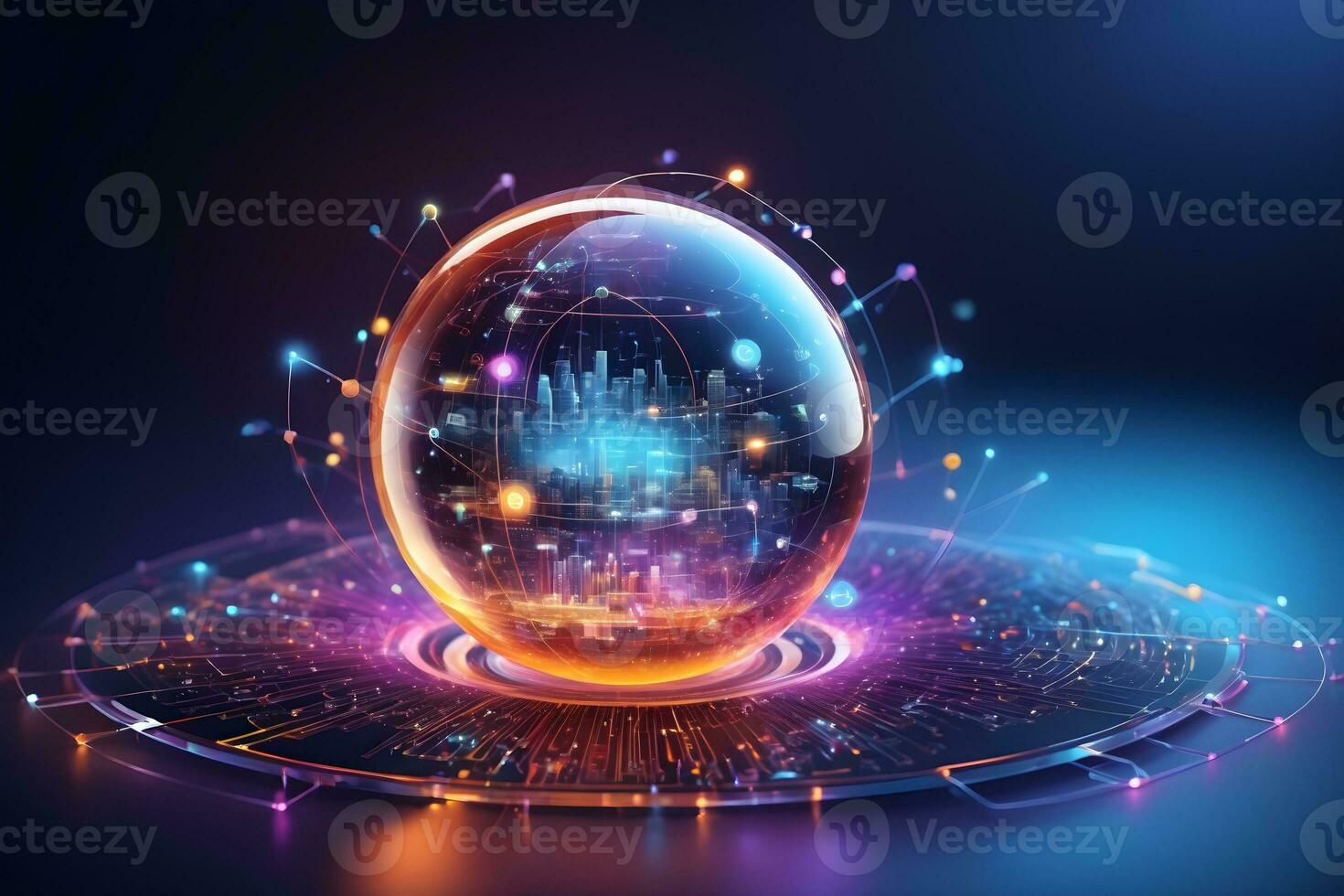 AI generated Iot Technology Futuristic Sphere Background Ai Generative photo