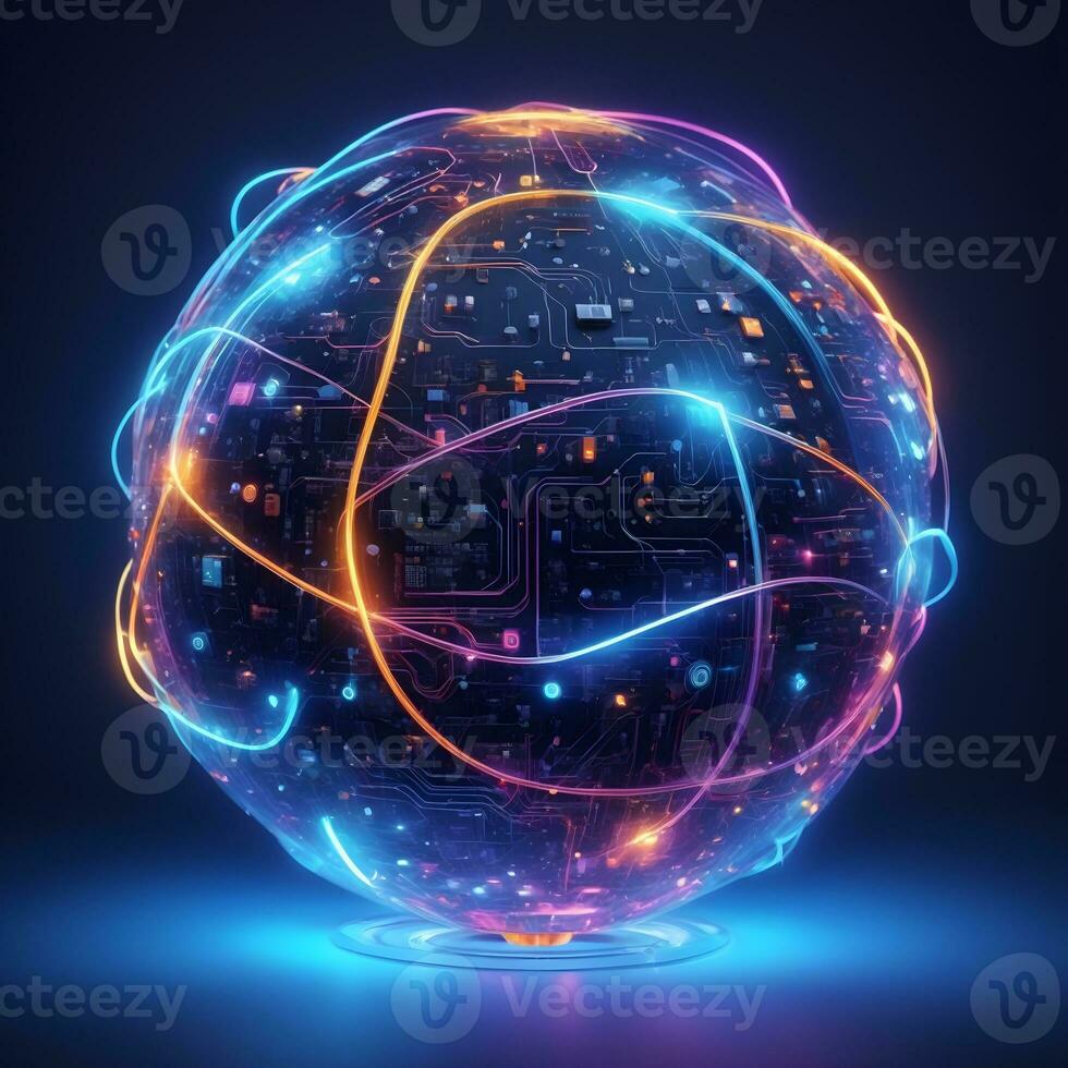 AI generated Iot Technology Futuristic Sphere Background Ai Generative photo