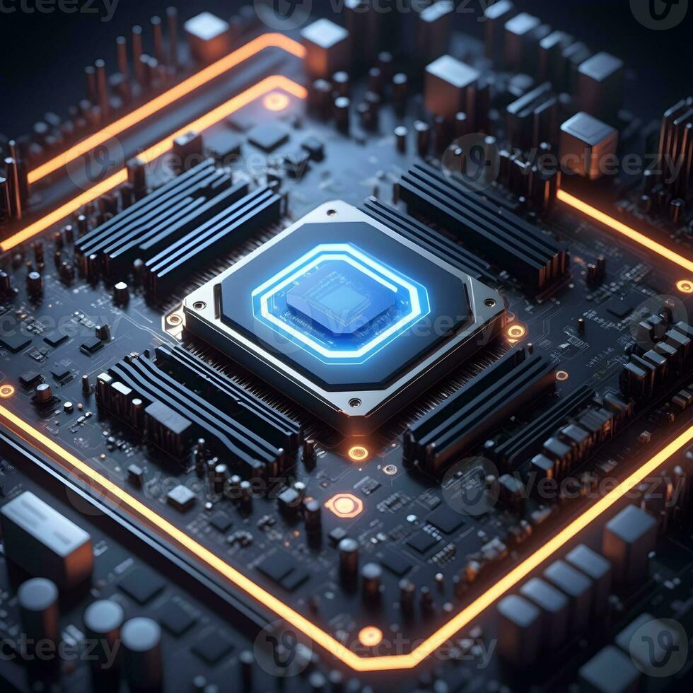 AI generated Closeup Circuitboard Technology Background Ai Generative photo