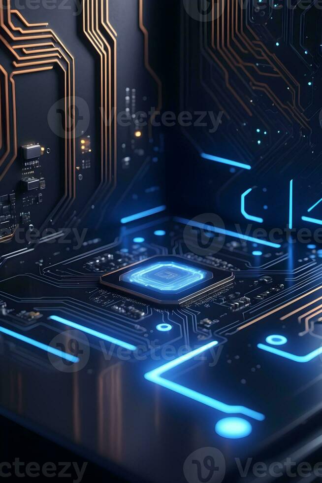 AI generated Closeup Circuitboard Technology Background Ai Generative photo