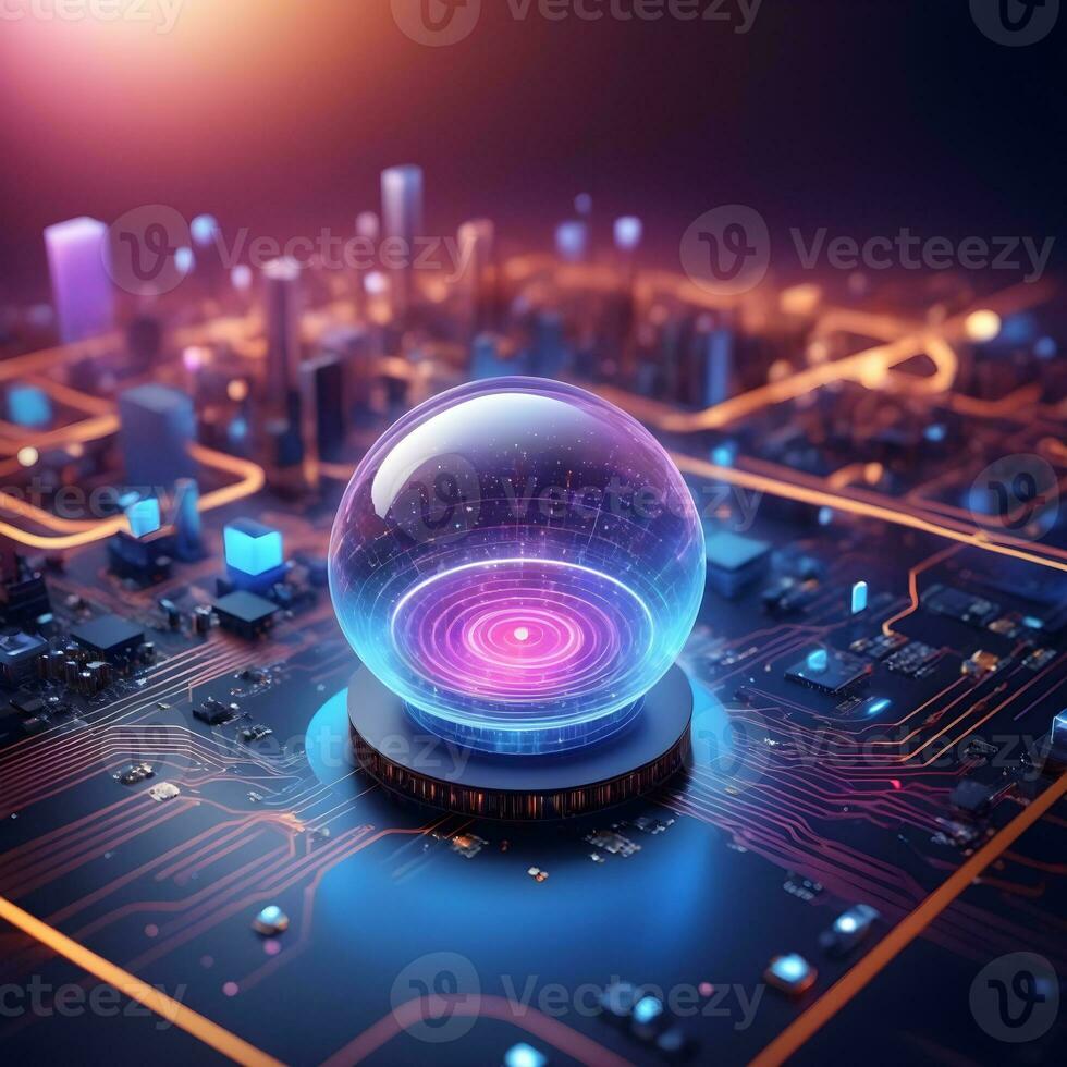 AI generated Iot Technology Futuristic Sphere Background Ai Generative photo