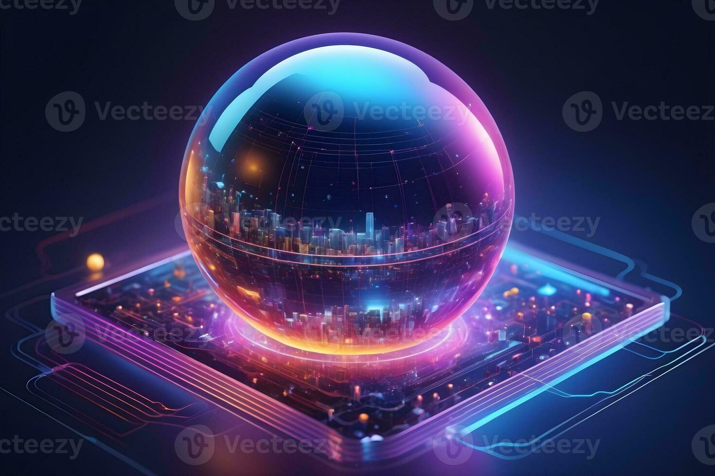 AI generated Iot Technology Futuristic Sphere Background Ai Generative photo