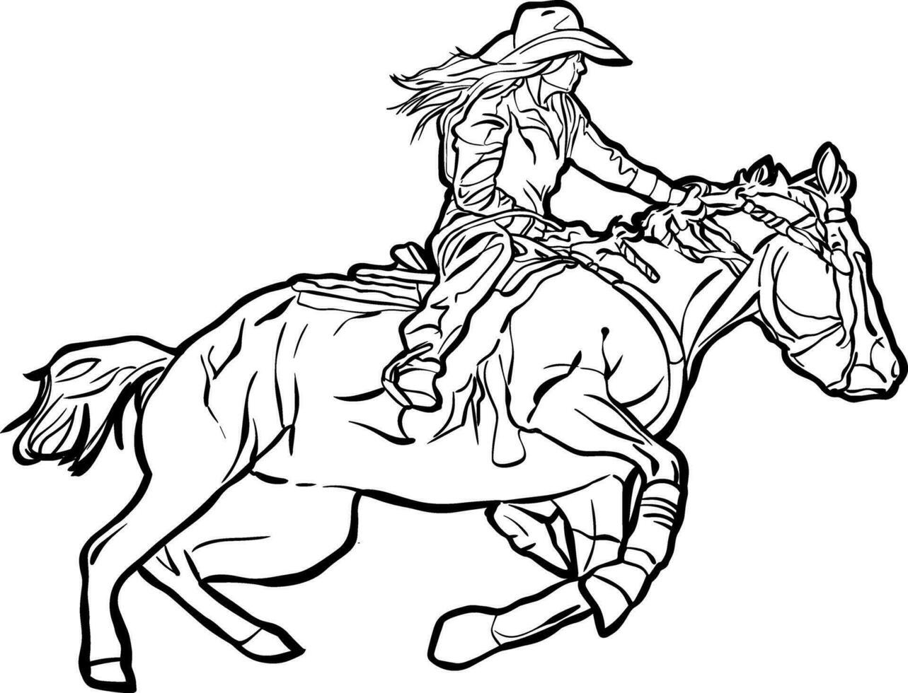 rodeo girl riding horse vector