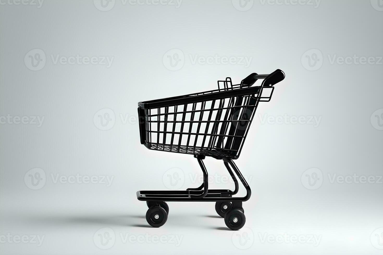 Shopping cart on a white background. 3d render illustration Ai Generative photo