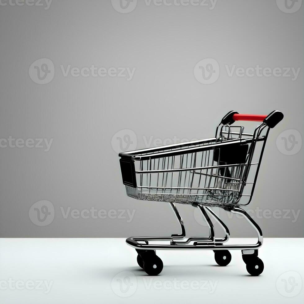 Shopping cart on a white background. 3d render illustration Ai Generative photo