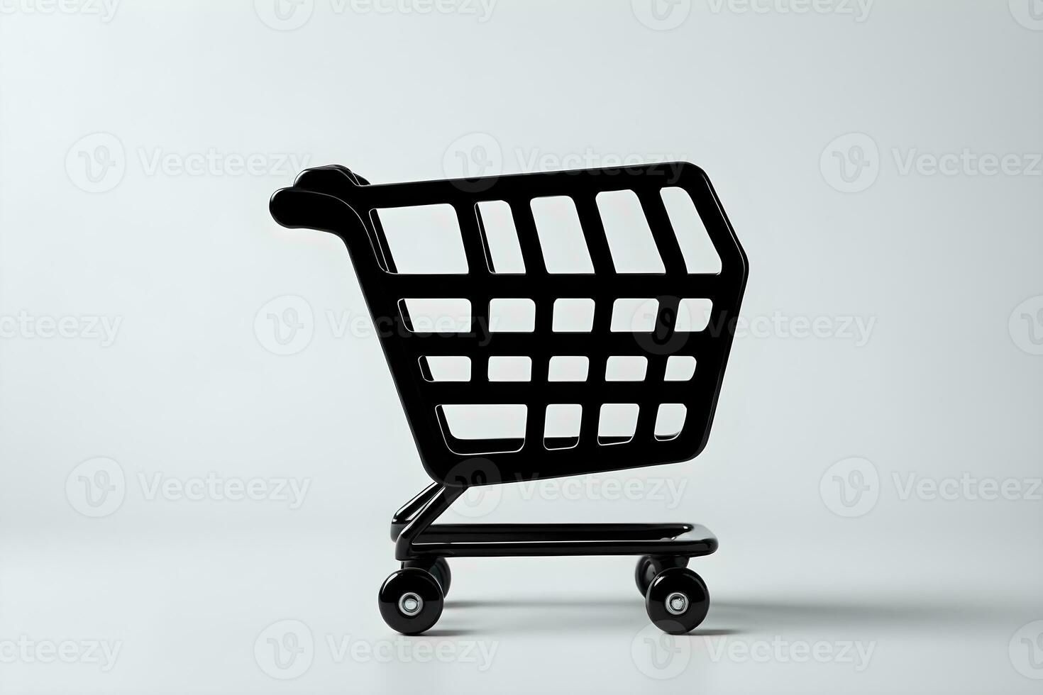 Shopping cart on a white background. 3d render illustration Ai Generative photo