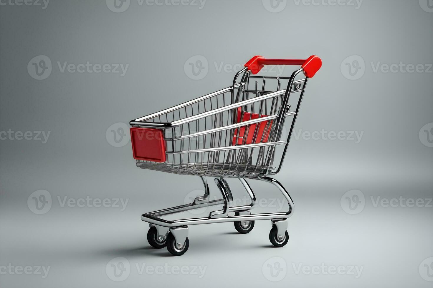 Shopping cart on a white background. 3d render illustration Ai Generative photo