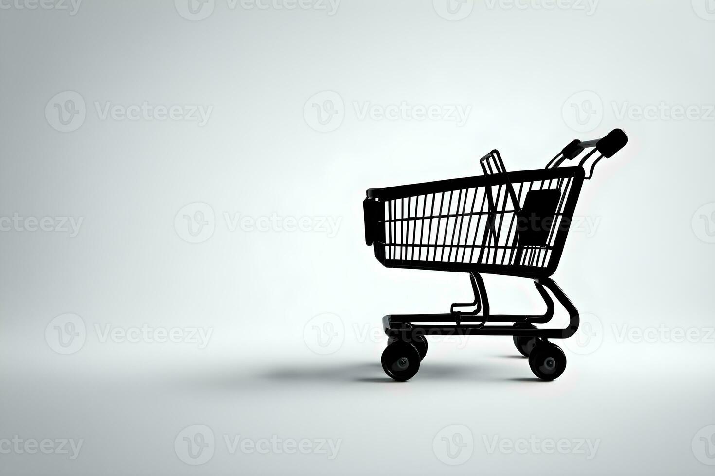 Shopping cart on a white background. 3d render illustration Ai Generative photo