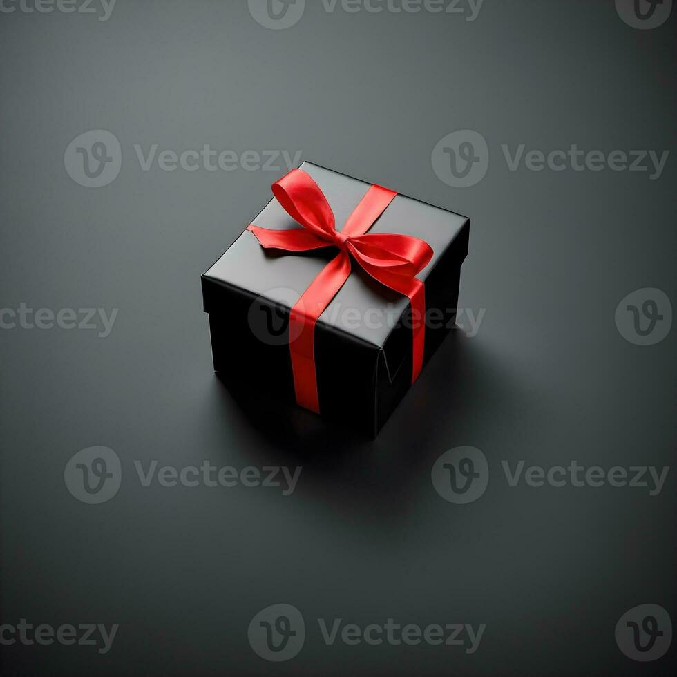 Simple Copy Space Black Friday Gift Black Background Ai Generative photo