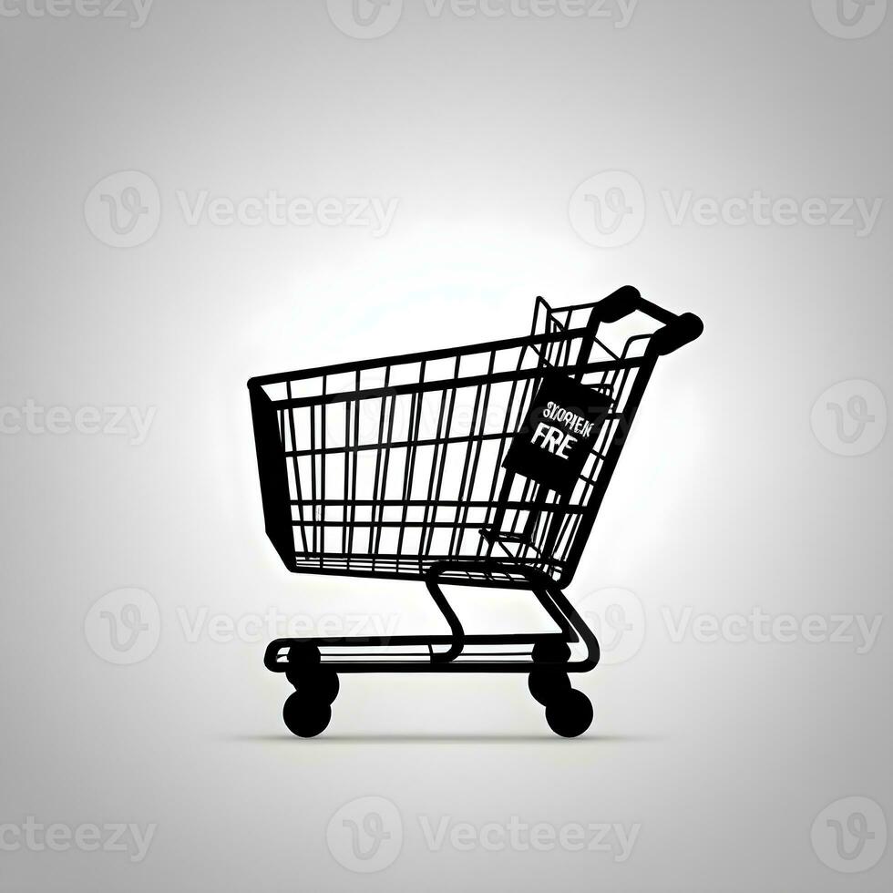 Shopping cart on a white background. 3d render illustration Ai Generative photo