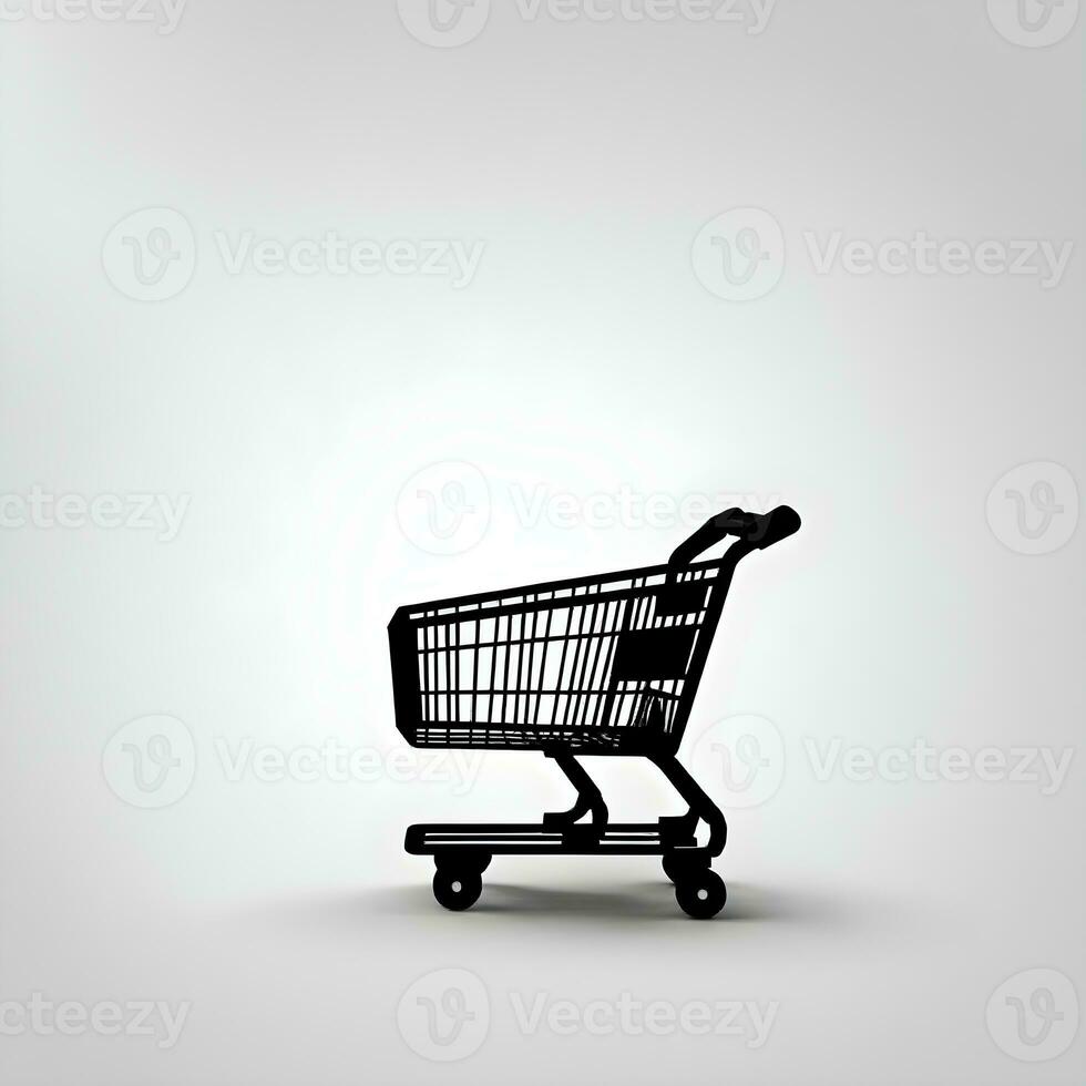 Shopping cart on a white background. 3d render illustration Ai Generative photo