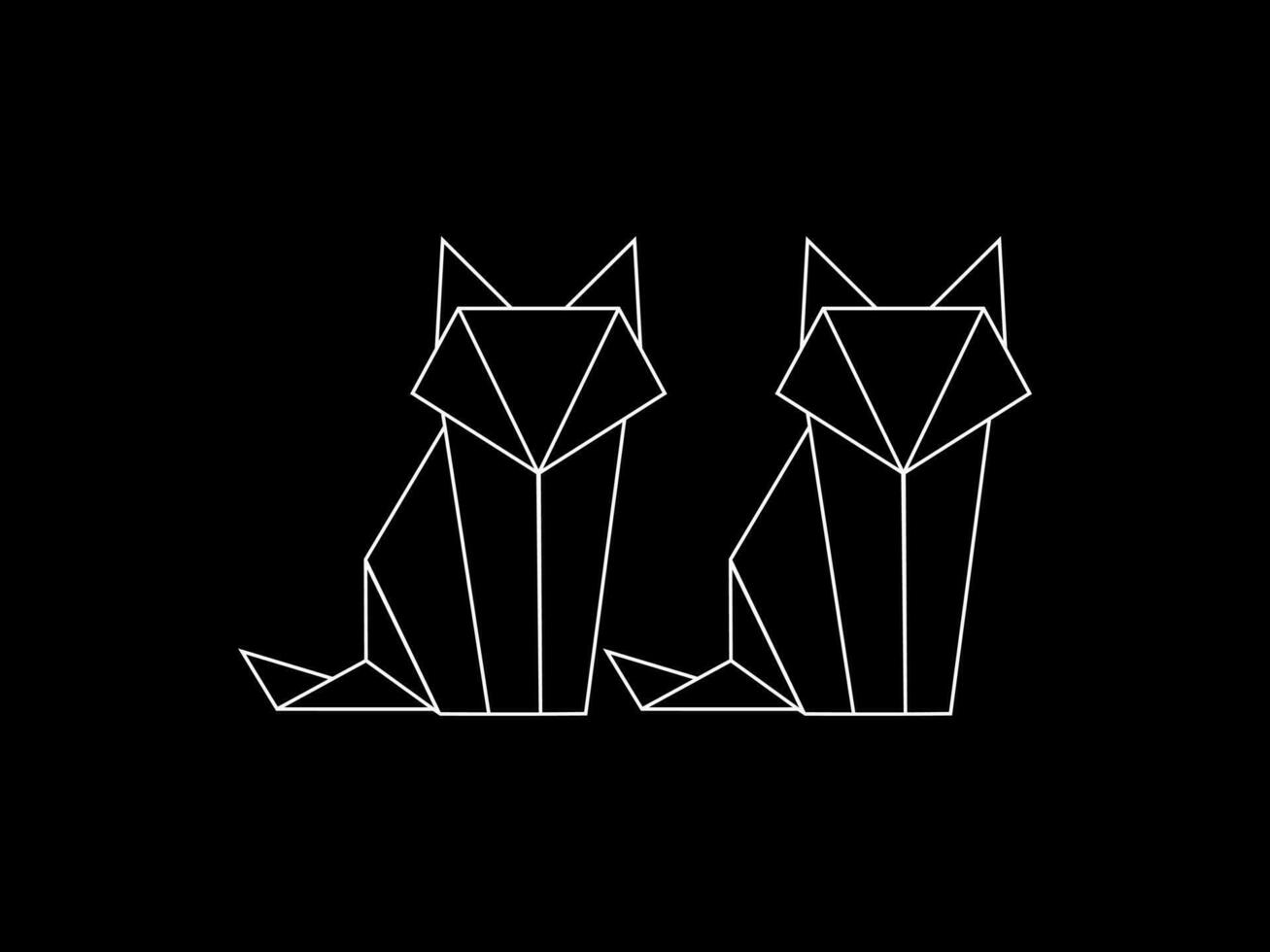 Pair of the Fox Polygonal Lines Illustration, can use for Logo Gram, Art Illustration, Website, Pictogram, Apps, or for Design Element. Vector Illustration