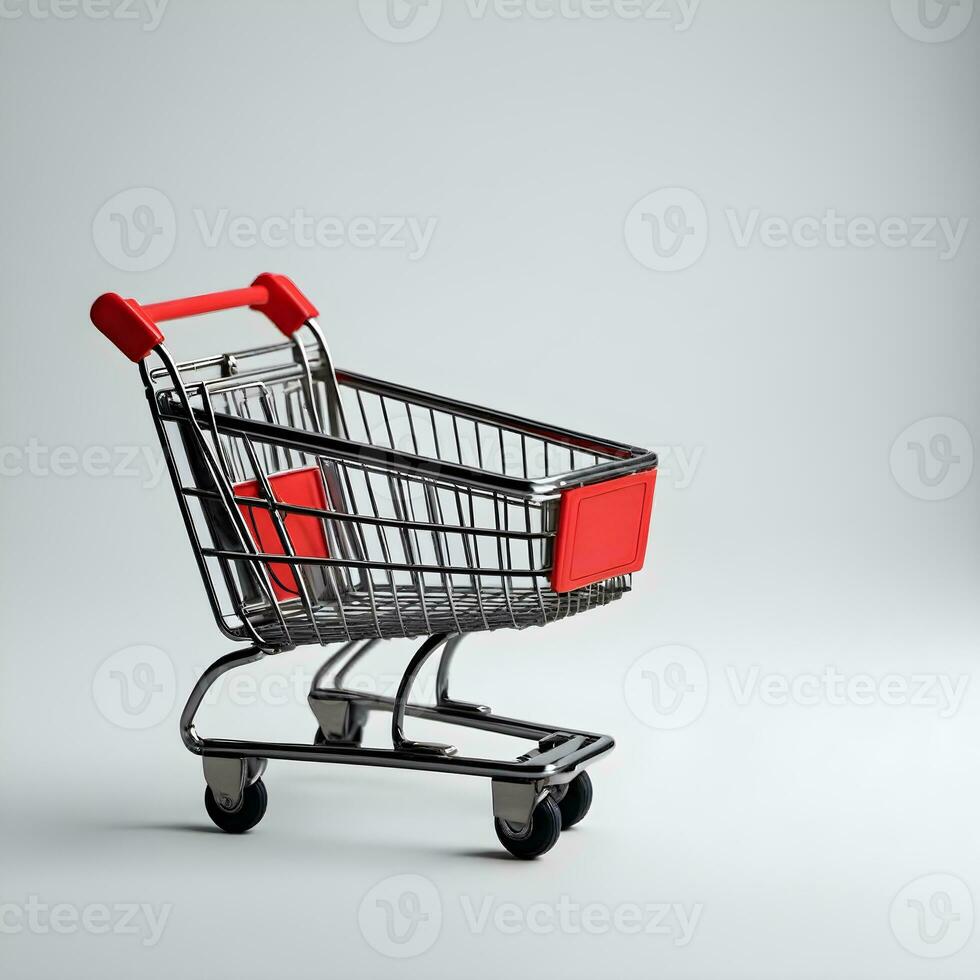 Shopping cart on a white background. 3d render illustration Ai Generative photo