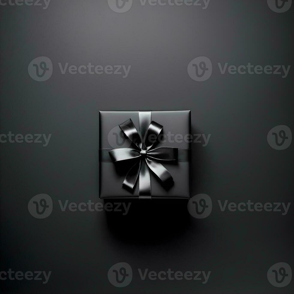 Simple Copy Space Black Friday Gift Black Background Ai Generative photo