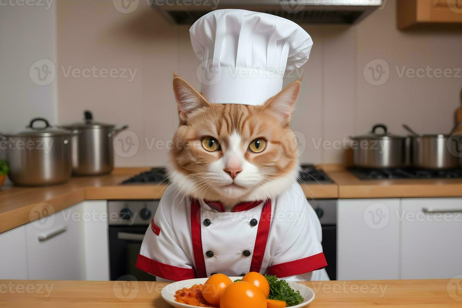 Portrait Cat Chef in the Kitchen Ai Generative photo