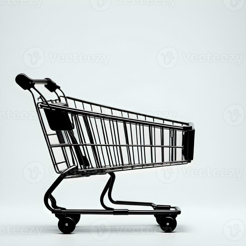 Shopping cart on a white background. 3d render illustration Ai Generative photo