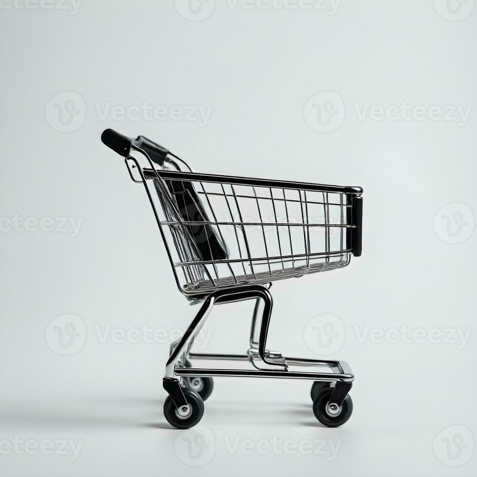 Shopping cart on a white background. 3d render illustration Ai Generative photo