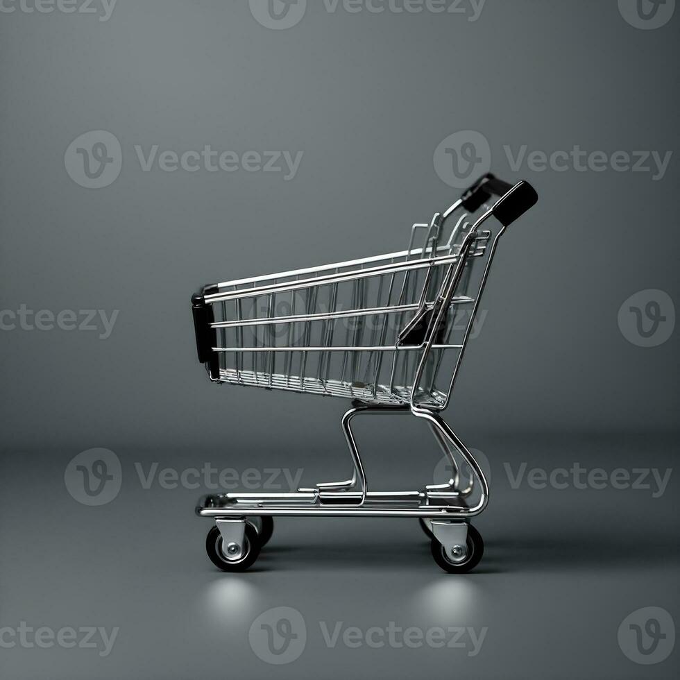 Shopping cart on a white background. 3d render illustration Ai Generative photo