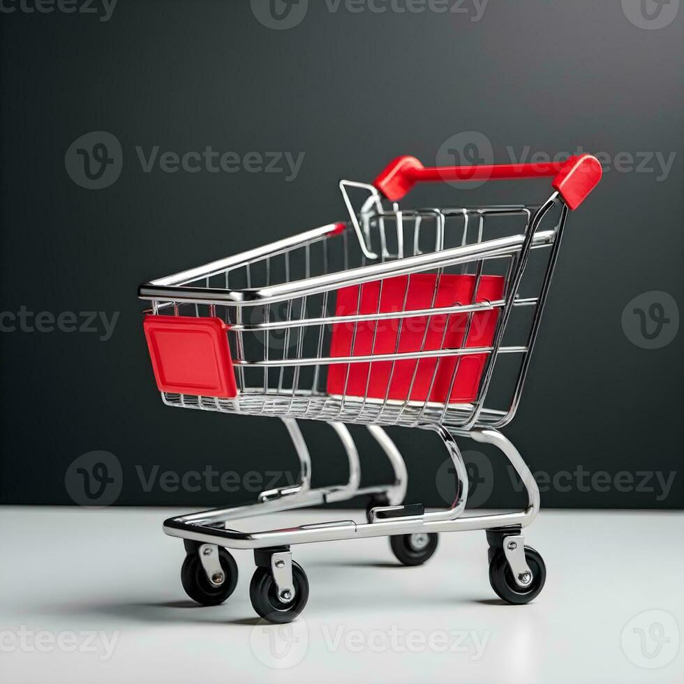 Shopping cart on a white background. 3d render illustration Ai Generative photo