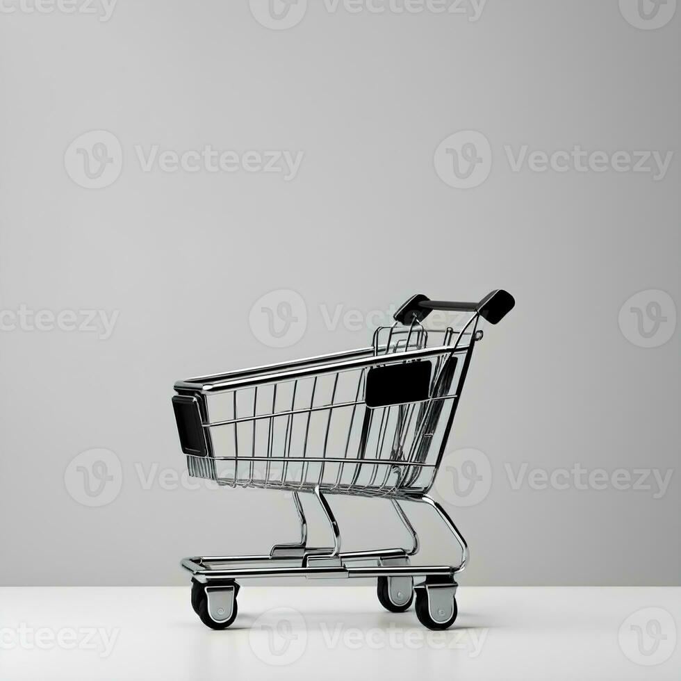 Shopping cart on a white background. 3d render illustration Ai Generative photo