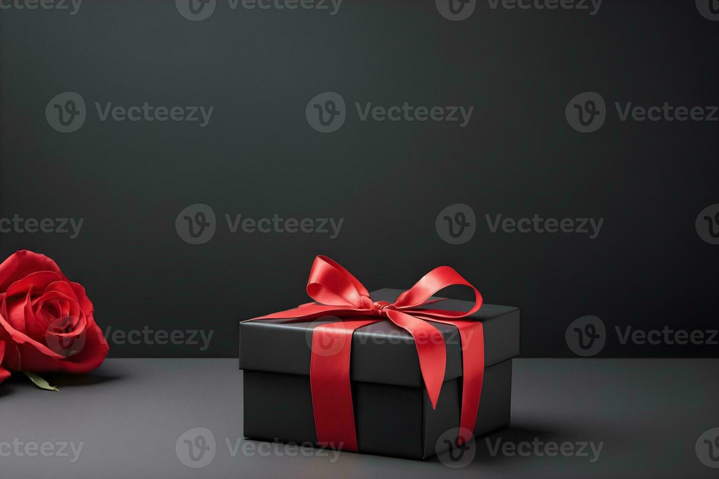 Simple Copy Space Black Friday Gift Black Background Ai Generative photo