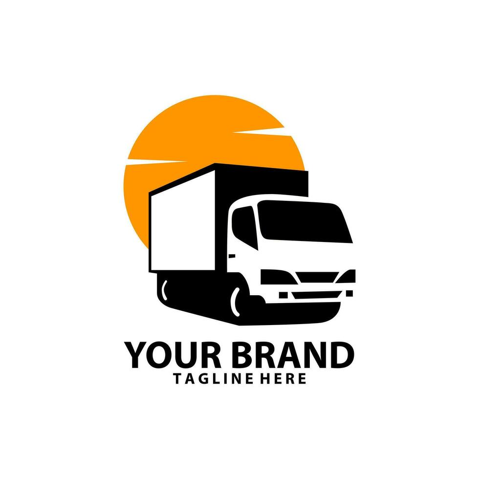 goods delivery truck logo design vector