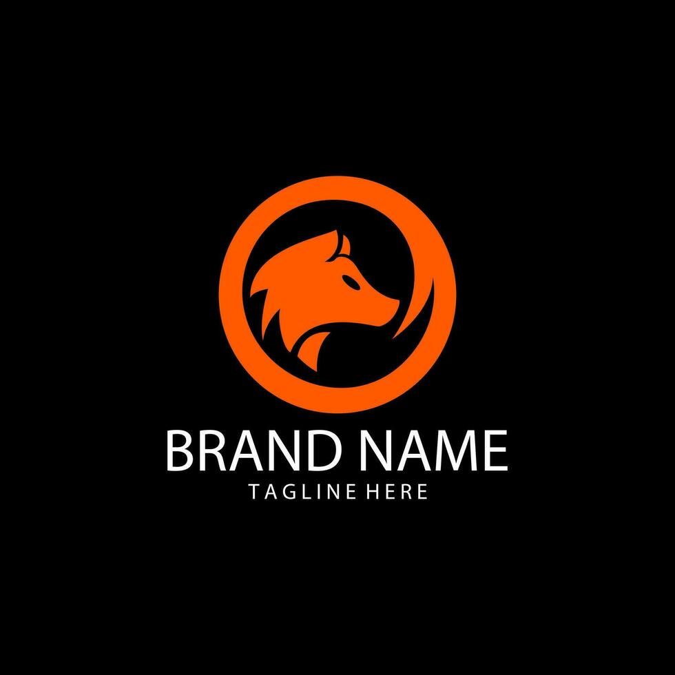 head wolf circle trendy logo design vector