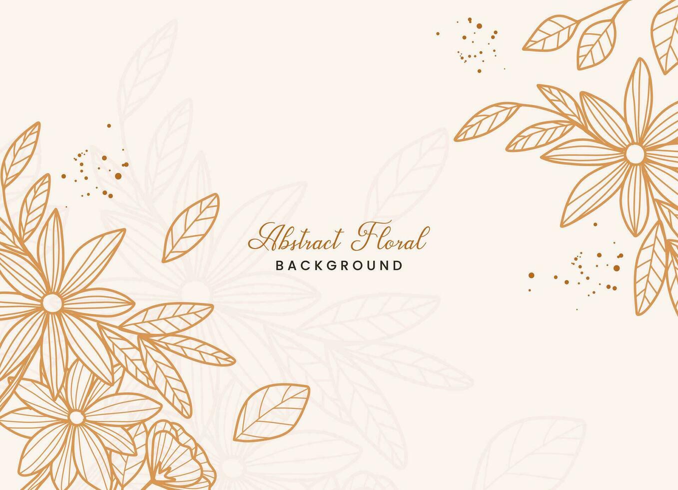 Hand-drawn floral botanical background with line art flowers and leaves vector