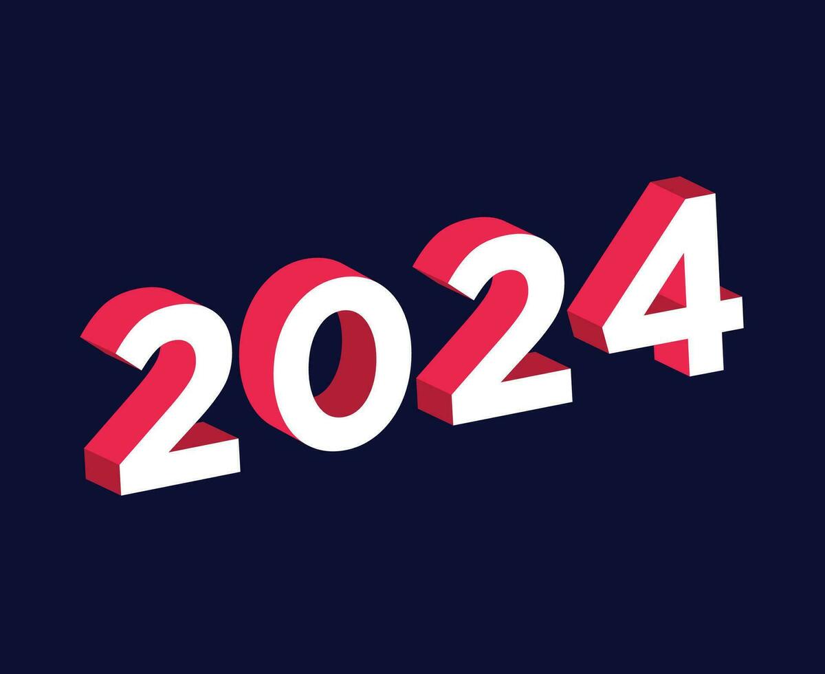 2024 contento nuevo año resumen rosado y blanco gráfico diseño vector logo símbolo ilustración con azul antecedentes