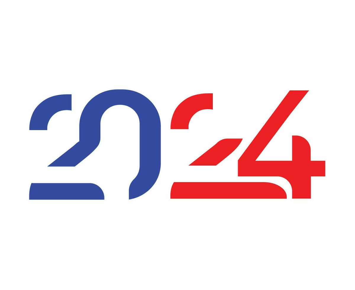 2024 Happy New Year Abstract Red And Blue Graphic Design Vector Logo Symbol Illustration
