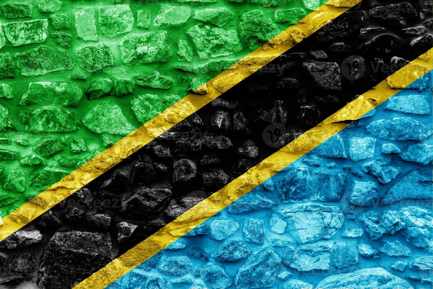 Flag of United Republic of Tanzania on a textured background. Concept collage. photo